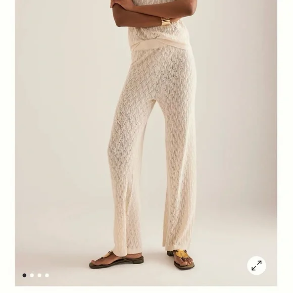 Selected Femme Cream Knit Pants , Size M NWT - Picture 1 of 15